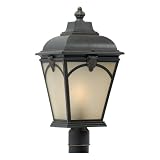 Quoizel Gatehouse 21-Inch Large Post Lantern with Cream Seedy Glass Panels, Medici Bronze Finish #GA9010Z