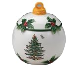 Spode Christmas Tree Figural Candy Dish and Cover 5- 1/2 inch