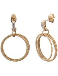 Bronze and 18k Yellow Gold Plated Two-Tone Triple Twisted Circles Earrings