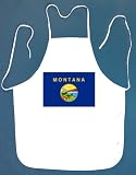 Montana Flag BBQ Barbeque Apron with 2 Pockets-White