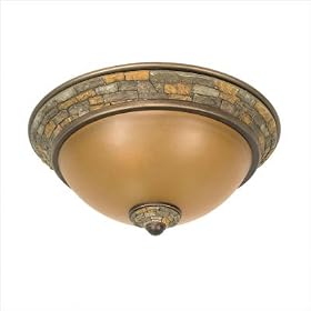 Buy 2 CFL Flush Mount Ceiling Fixture - Dorado Bronze Sepia Colored Glass - Energy... by Nuvo now!