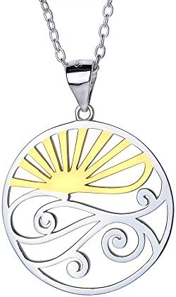 Silver Necklace Women Jewelry Sun Ocean Pendant 925-sterling-silver Chain Colliers Best Friends Gift Christmas Silver Necklace 18 Inches