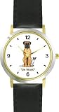 Mastiff & Jack Russell Terrier Dog Cartoon or Comic - JP Animal - WATCHBUDDY&reg; DELUXE TWO-TONE THEME WATCH - Arabic Numbers - Black Leather Strap-Size-Large ( Men's Size or Jumbo Women's Size )