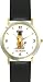 Mastiff & Jack Russell Terrier Dog Cartoon or Comic - JP Animal - WATCHBUDDY&reg; DELUXE TWO-TONE THEME WATCH - Arabic Numbers - Black Leather Strap-Size-Large ( Men's Size or Jumbo Women's Size )