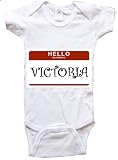HELLO MY NAME IS VICTORIA - Name-series - White Or Pink Onesie / Baby T-shirt