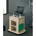 SixBros. Rollcontainer Ahorn - LT-007/57 - Glas Schwarz - Gestell MDF Ahornfarben