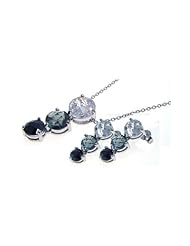Nickel Free Sterling Silver Pendant & Earring Sets 5 CZ Hanging Set