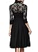 Missmay Women's Vintage 1950s Style 3/4 Sleeve Black Lace Flare A-line Dress (XXL)