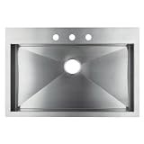 Buy 33 Inch Top-mount Drop-in Stainless Steel Single Bowl Kitchen Sink Zero Radius... by eModernDecor Inc