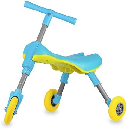 3QMart Toddlers Foldable Indoor/Outdoor Glide Tricycle Ride On Trike No Assembly Required Blue