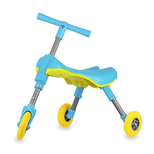 3QMart Toddlers Foldable Indoor/Outdoor Glide Tricycle Ride On Trike No Assembly Required Blue