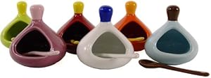 Colorful mini ceramic salt cellars, set of 6 assorted colors, French