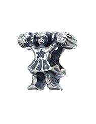 Zable (tm) Sterling Silver Cheerleader Pandora Compatible Bead / Charm