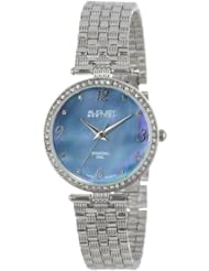 August Steiner Womens AS8078SS Diamond Mother-Of-Pearl Silver-Tone Bracelet Watch