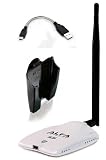 Alfa AWUS036NHR - High-Gain 2000mw 2W 802.11 B/G/N Wireless USB Network Adaptor With 5dBi antenna and a Mini bendable Flex cable and a Suction cup / Clip Window Mount dock - Wireless-N 802.11n Wi-Fi - 150Mbps - 2.4 GHz - 5dBi Antenna - Long Range - Realtek Chipset - Strongest on the Market