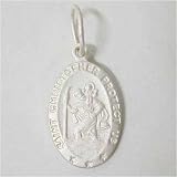 Sterling Silver Saint Christopher Oval Charm Pendant
