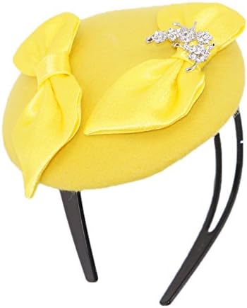 June's Young Girls Hats Hair Clips Hair Accessories Bows Wool Yellow(yellow)