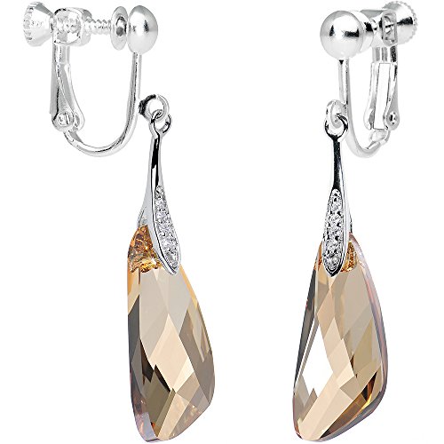Body Candy Handcrafted Silver Plated Gleam Inspire Clip On Earrings Created with Swarovski Crystals