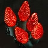 Forever Bright 78302 Set of 25 LED Ruby Red Christmas Lights, C7 Diamond Shape