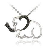 Sterling Silver Black Diamond Accent Elephant Pendant