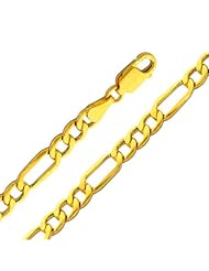 14K Yellow Gold 3.5mm Figaro 3+1 Chain Necklace with Lobster Claw Clasp 20"