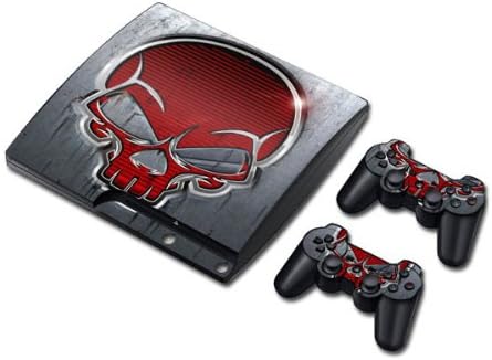 Doodle Deals RED SKULL Skin Sticker for Ps3 Slim Consol 2 Matching Ps3 Controller Stickers Platstation 3