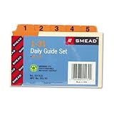 SMEAD MANUFACTURING CO. / Daily (1-31) manila card guides, 3 x 5, fused salmon vinyl 1/5 cut tab, 31/set / SMD55170 / Sold as 1 Set / Mfr Part # 55170 \*/ Daily (1-31) manila card guides, 3 x 5, fused