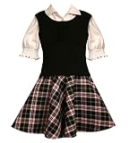 Bonnie Jean Girls 7-16 BLACK PINK PLAID MOCK-LAYERED VEST Drop-waist Dress