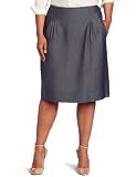 AK Anne Klein Womens Indigo Twill Pleated Skirt