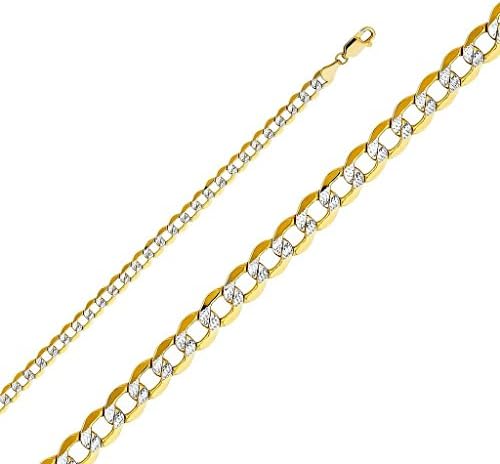 14 K Yellow Gold Italy 4.5 mm Two Tone Cuban Curb Chain Necklace,20â€