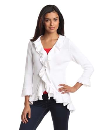Pure Handknit Women's Ethical Ruffle Cardigan Sweater, Ethical White, Small at Amazon Womenâs 