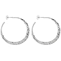 Aspira Collection Hammered Hoop Earring - Silver