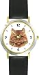 Orange Persian Cat - JP - WATCHBUDDY&reg; DELUXE TWO-TONE THEME WATCH - Arabic Numbers - Black Leather Strap-Women's Size-Small