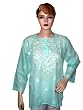 Womans Bollywoood Tunic Designer Kurti Embroidered Cyan Top M Size