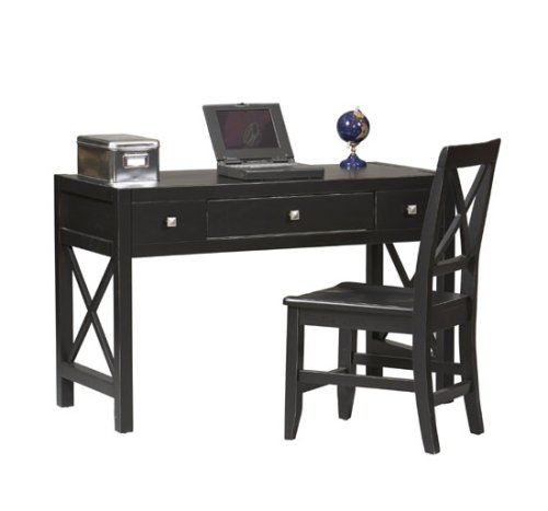 Anna Antique Black X Design Desk And Chair Set