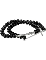 Betsey Johnson "Iconic Jet Setters" Cross Faceted Bead Stretch Bracelet Set, 7.5"