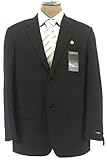 Alfani Mens 2 Button Flat Front Black Multi Stripe Wool Suit- Size 36S
