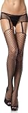 IMAGE OF Leg Avenue Women's Industrial Net Garterbelt And Stockings, Black, One Size