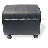 IMAGE OF Lovan Matinee Series Black Leather Home Theater Ottoman MTBL-OT