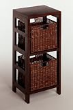 Espresso Narrow Shelf with 2 Wire Baskets by Winsome