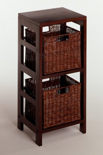 Espresso Narrow Shelf with 2 Wire Baskets by Winsome