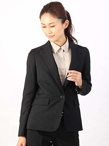 (ザ・スーツカンパニー) ウォッシャブル/マイクロギャバストレッチ ストライプ柄ジャケット ブラック×ライトグレー