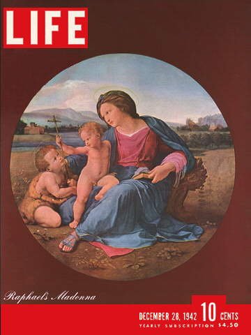 Life Magazine issue dated December 28, 1942 The cover story in this issue is entitled RAPHAELS MADONNA. See the TABLE OF CONTENTS photo for details on additional articles in this issue.