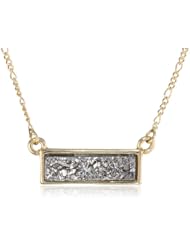 Marcia Moran "Illume" Gold Plated Small Horizontal Rectangle Shaped Pendant Necklace, 18"