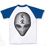友愛 ラグランTシャツ(ホワイト×ブルー) M