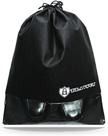 Travsun Travel Shoe Bags w Drawstring closure Black 1 Sleeve