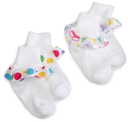Jefferies Socks Girls 2-6x Birthday Party Sock,White/Birthday Cake/Dot,7-8½