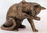 'muffin' Bronze Animal Cat Sculpture by Paul Jenkins
