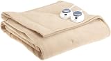 Soft Heat® Luxury Micro-Fleece Electric Heated Warming Blanket King Size-Beige