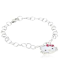 Hello Kitty by Simmons Jewelry Co. Gold Plated Crown and Red Bow Girls Charms Bracelet